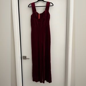 Maroon Velvet Jumpsuit